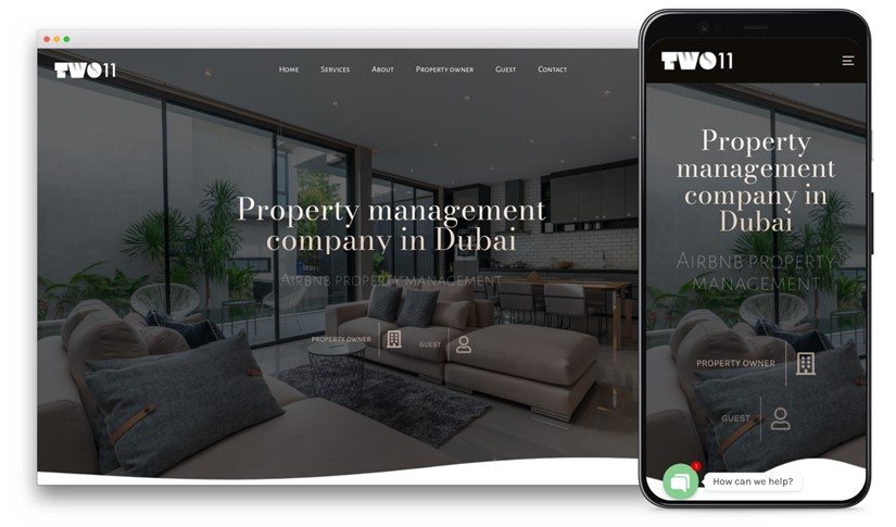 Two11 website design shown on desktop and mobile